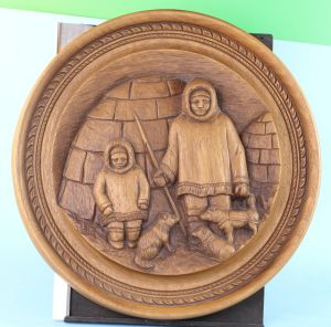 Vintage Inuit Life Art Plaque